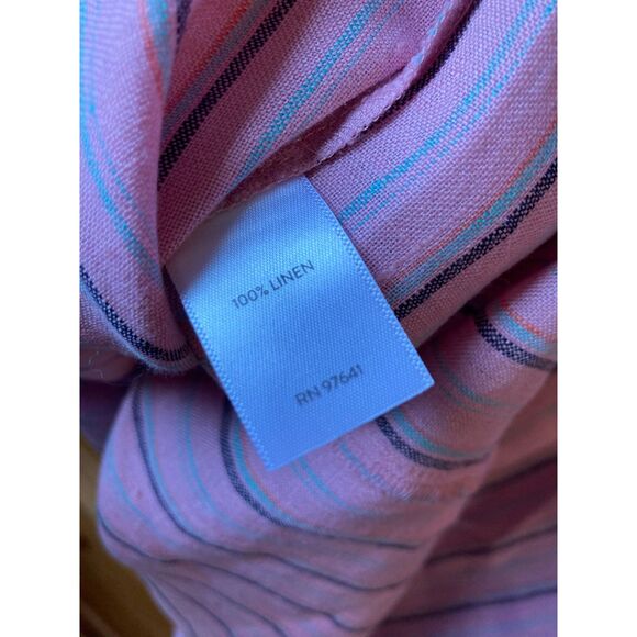 🧺J. Jill | 100% Linen Pink & black candy stripe peasant blouse | Large - Picture 5 of 7